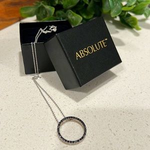 Circle pendent with black crystals set in .925 Stirling Silver by Absolute